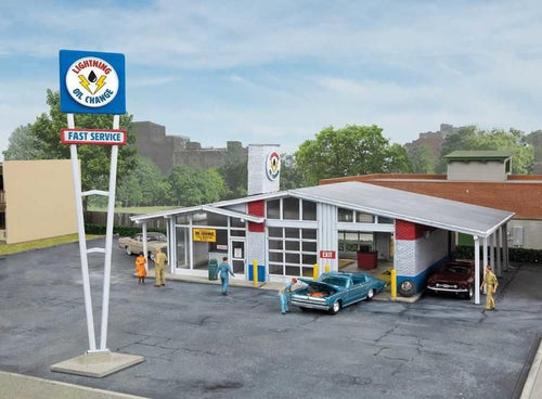 Walthers Cornerstone HO Drive-in Oil Change - Repurposed Gas Station - Kit