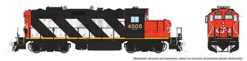 Rapido Trains HO GMD GP-9rm w/DCC & Sound - Canadian National (Zebra stripes)