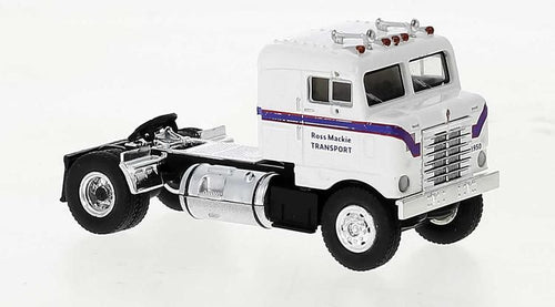 Brekina HO Kenworth 1950 Bullnose Tractor - Ross Mackie Transport - White, Blue
