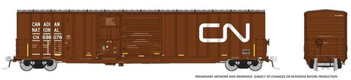 Rapido Trains HO Scale Trenton Works 6348 Boxcar : Canadian National (Yellow safety stripes)