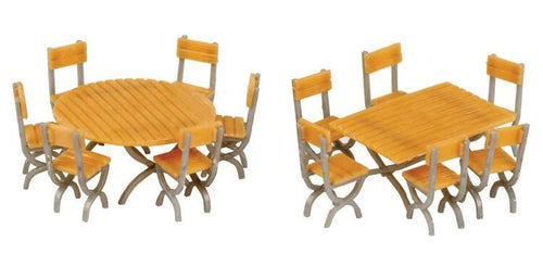 Walthers SceneMaster HO Tables and Chairs - Kit - One Each Square and Round Tables, 12 Chairs