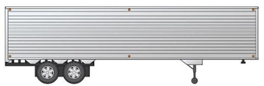 Rapido HO Piggyback Trailer 40' Fruehauf Fluted Side Volume Van - Silver / Unlettered
