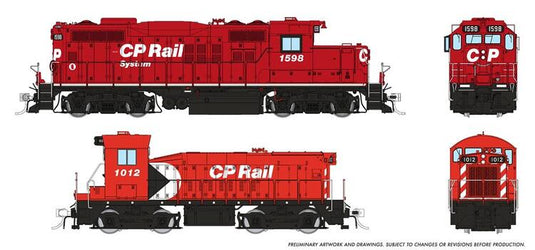 Rapido Trains HO GMD GP-9u + Slug w/DCC & Sound - Canadian Pacific (System) : #1598 + #1012