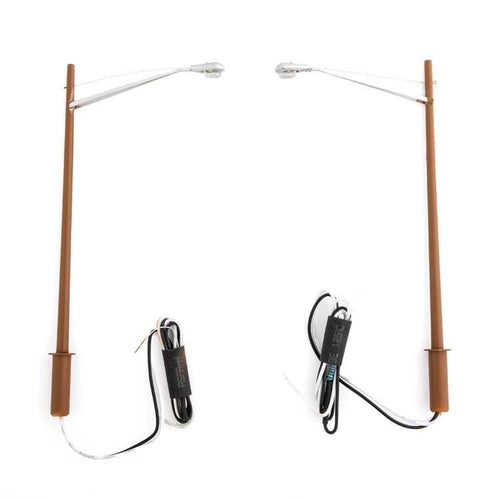 Walthers SceneMaster HO LED Streetlight 2-Pack - Modern Long Arm Style w/Wood Pole