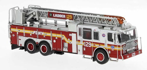 Brekina HO 2013 Ferrara Ultra Fire Ladder Truck - New York Fire Department #129 Queens-Flushing