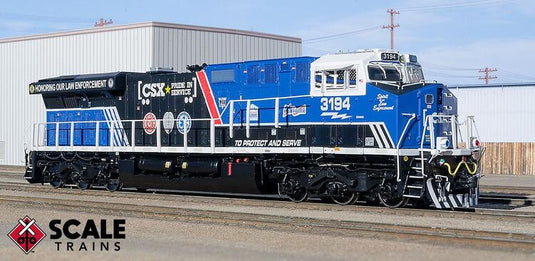 ScaleTrains Rivet Counter HO GE ES44AH w/DCC & Sound - CSX / Law Enforcement (Red & Blue ditch lights) : #3194