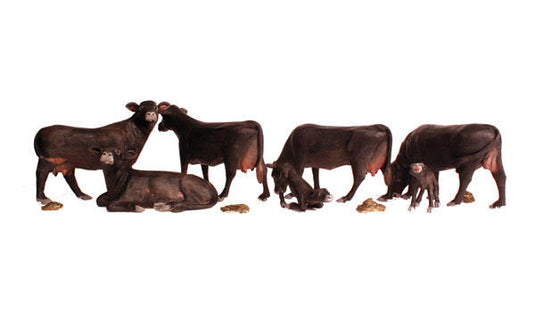 Woodland Scenics HO Black Angus Cows 5pkg