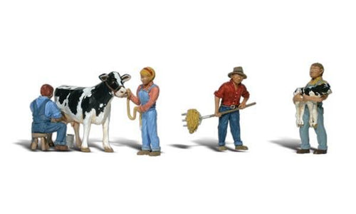 Woodland Scenics HO 4 Dairy Farmers & Cow