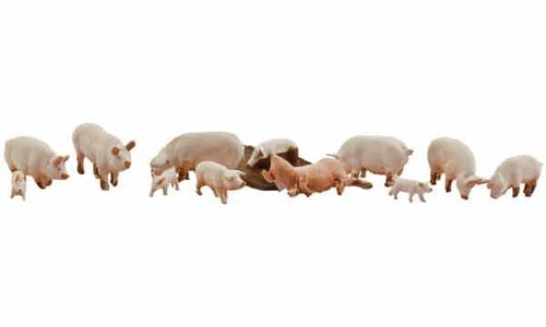 Woodland Scenics HO Yorkshire Pigs pkg(12)