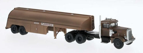 Brekina HO 1955 Peterbilt 281 Semi Tractor with Tank Trailer - Painted, Data Only, Rusty