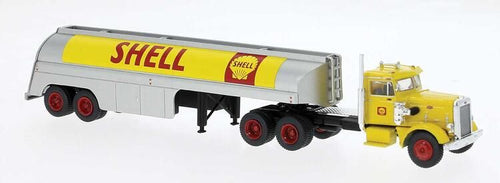 Brekina HO 1955 Peterbilt 281 Semi Tractor with Tank Trailer - Shell