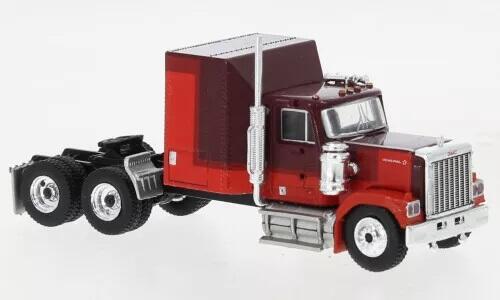 Brekina HO 1980 GMC General Sleeper-Cab Tractor - Red, Maroon