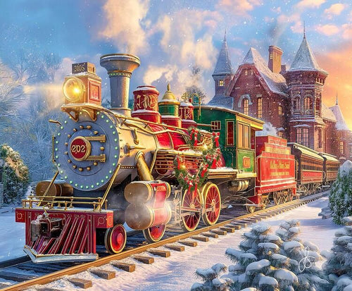 SunsOut Christmas Train Ride Puzzle - 1000 Pieces