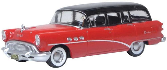 Oxford Diecast HO 1954 Buick Century Estate Station Wagon - Matador Red, Carlsbad Black