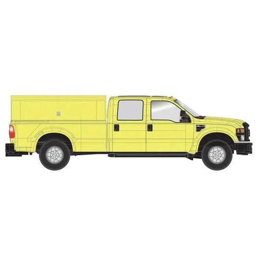 Atlas HO Ford F-350 Crew-Cab Pickup Truck - Safety Yellow with Utility Cap