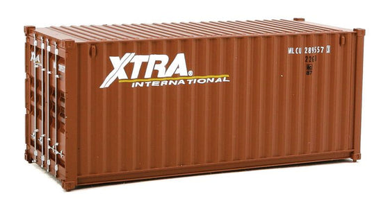 Walthers SceneMaster HO conteneur 20 pi à parois ondulées – Xtra Leasing (brun, blanc) (949-8067)
