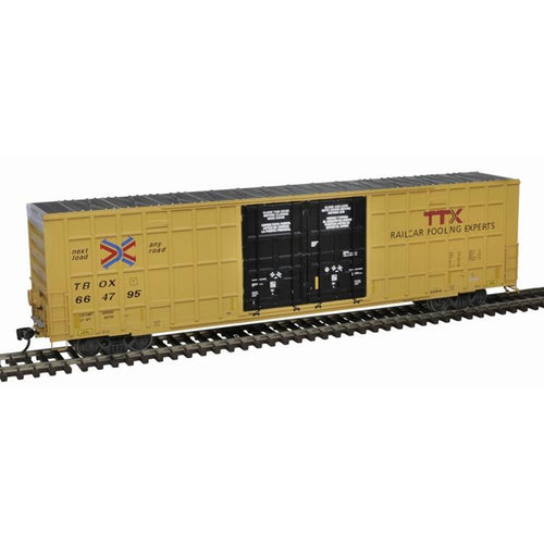 Atlas HO Gunderson 7550 Double Plug-Door Boxcar - TTX TBOX #664606 (yellow, black, Next Load Any Road Logo)