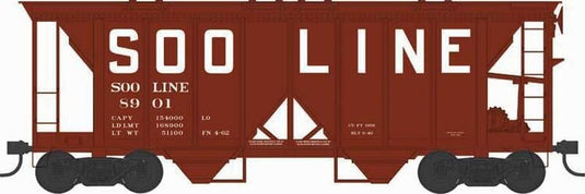 Bowser HO 70-Ton 2-Bay Covered Hopper w/Open Sides - Soo Line