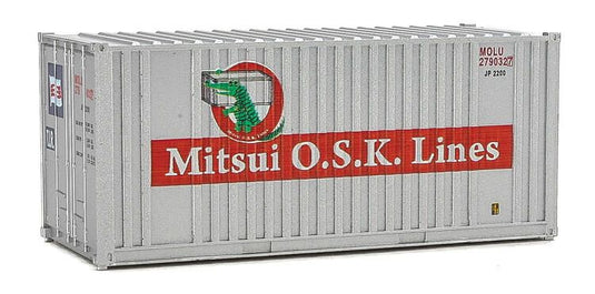 Walthers SceneMaster HO 20' Corrugated Container with Flat Panel - Mitsui OSK Lines (gray, red, Alligator Logo)