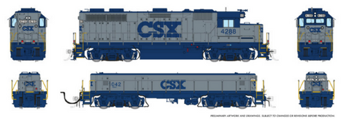 Rapido Trains HO EMD GP39 Mother+Slug (DC/DCC/Sound): CSX (Grey & Blue)