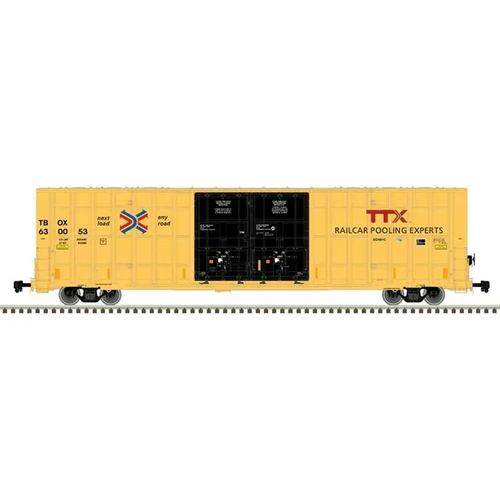 Atlas HO Gunderson 7550 Double Plug-Door Boxcar - TTX #630148 (yellow, black, High Reporting Marks)