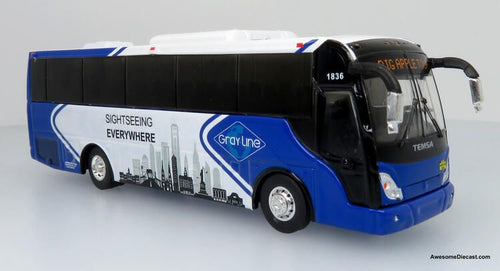 Iconic Replicas 1:87 2018 TEMSA TS35E Coach - Gray Line NYC, Blue/White - Route: Big Apple Tou