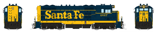 Rapido Trains HO ATSF CF7 w/ Round Cab (DC/DCC/Sound): AT&SF (Yellow Pinstripe)