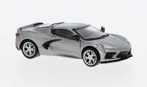Brekina HO 2020 Chevrolet Corvette (C8) Stingray - Metallic Silver, Black