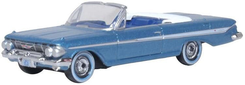 Oxford Diecast HO 1961 Chevy Impala - Jewel Blue, White