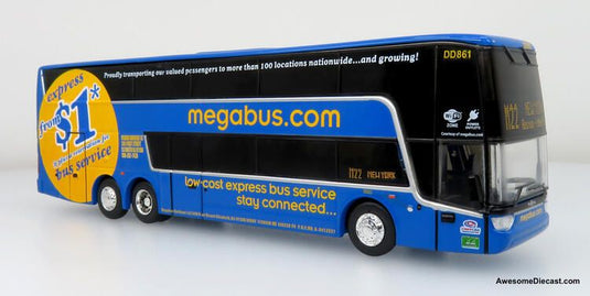 Iconic Replicas 1:87 Van Hool TDX Double Decker Coach - Megabus - Route: M22 Boston to New York