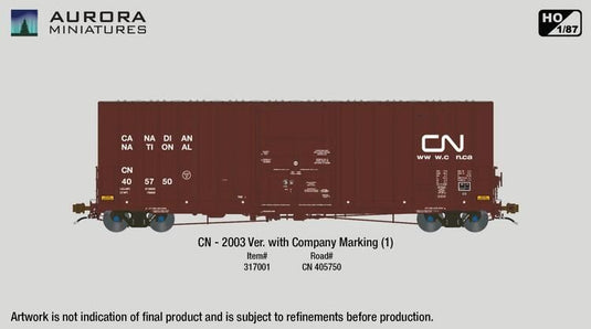 Aurora HO Scale Transcona Shops 50' Plate F Boxcar - (2003 Version w/ Dots) - CN #405751