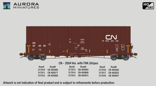 Aurora HO Scale Transcona Shops 50' Plate F Boxcar - (2004 Version w/ Stripes) - CN #405893