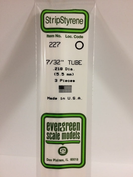Evergreen Tube rond de styrène – 7/32″ (.219″) (269-227)