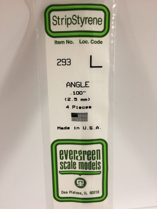 Evergreen Cornière de styrène – .100″ (269-293)