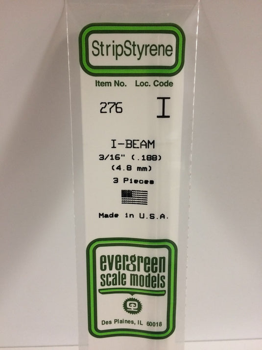 Evergreen Profilé en I de styrène – .188″ (269-276)