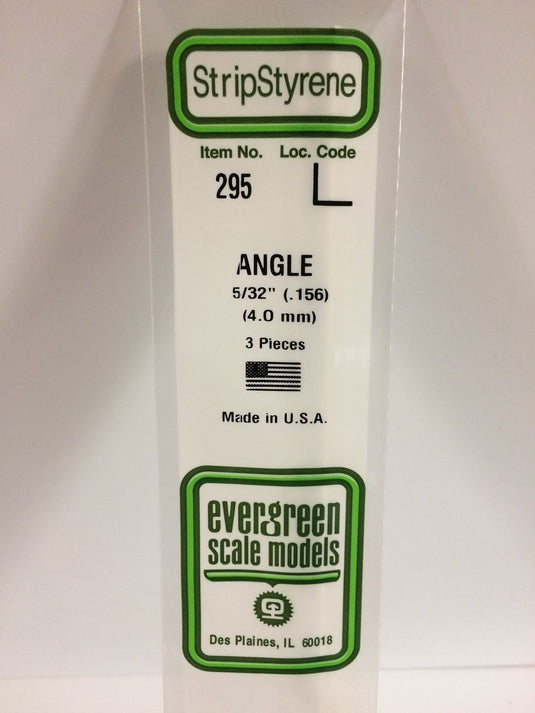 Evergreen Cornière de styrène – .156″ (269-295)