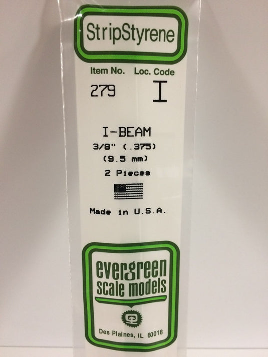 Evergreen Profilé en I de styrène – .375″ (269-279)