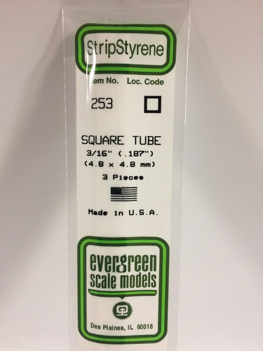 Evergreen Styrene Square Tube 3/16