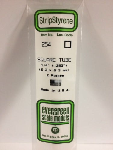 Evergreen Styrene Square Tube 1/4
