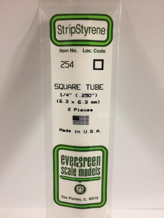 Evergreen Styrene Square Tube 1/4" (.250")
