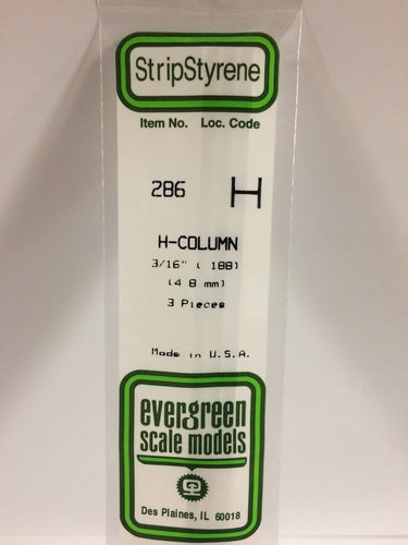 Evergreen Styrene H-Column 3/16