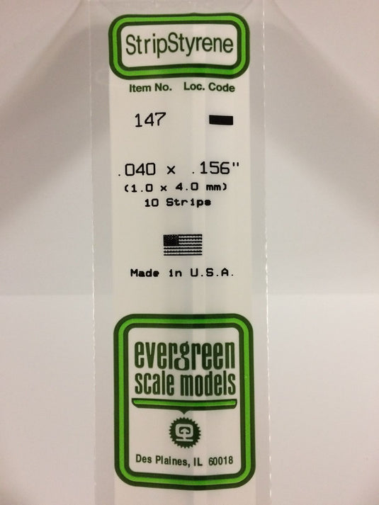 Evergreen Styrene Strip .040"x.156" 10pcs.