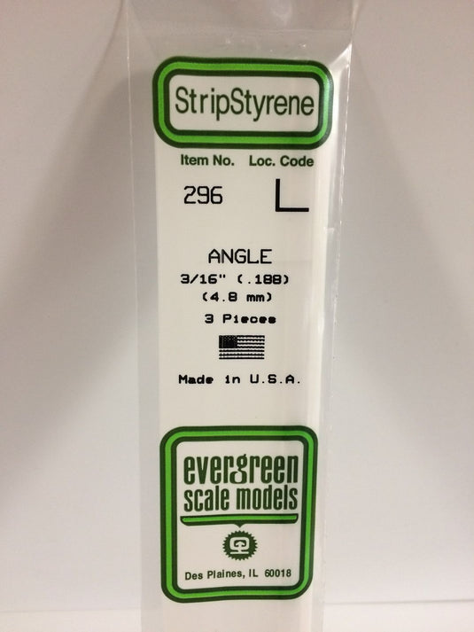 Evergreen Cornière de styrène – .188″ (269-296)
