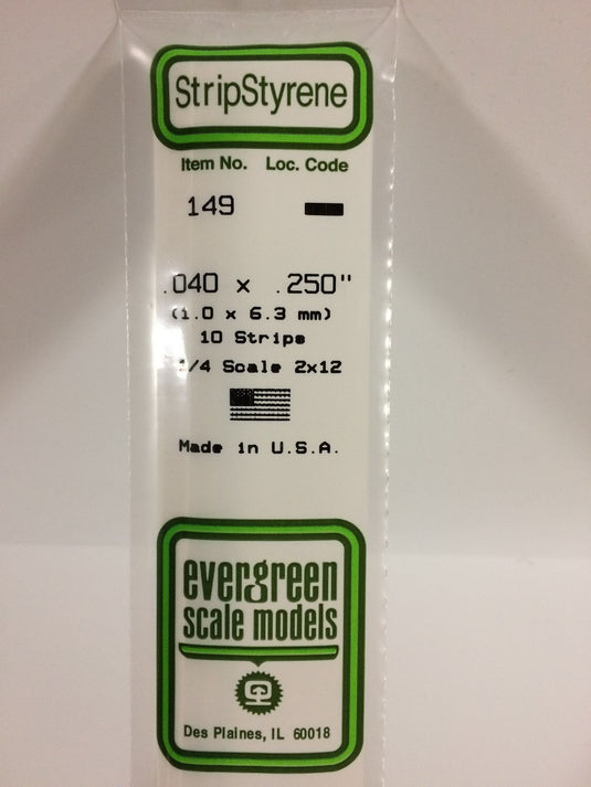 Evergreen Styrene Strip .040"x.250" 10pcs.