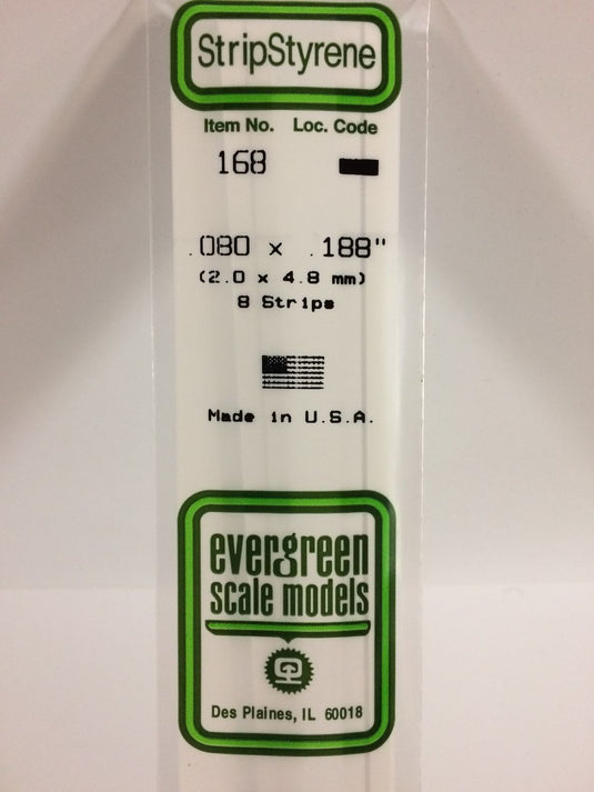 Evergreen Styrene Strip .080"x.188"
