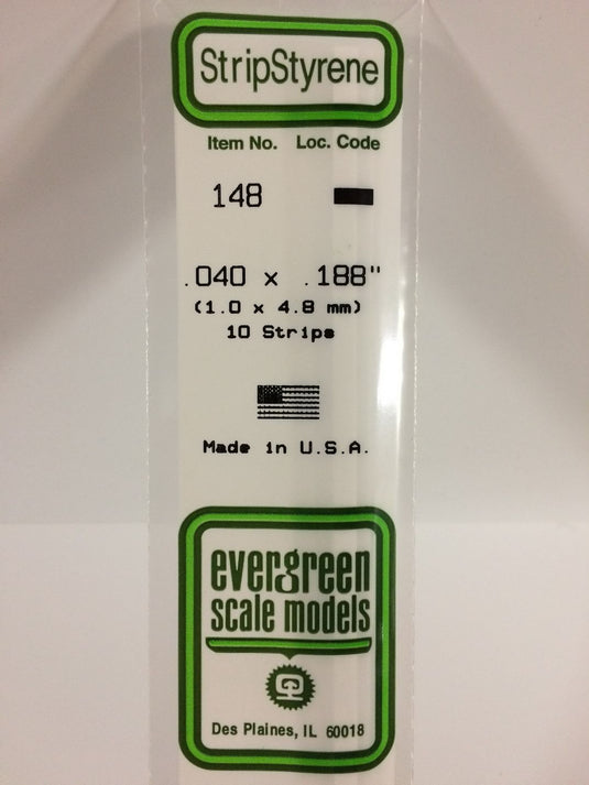 Evergreen Styrene Strip .040"x.188" 10pcs.