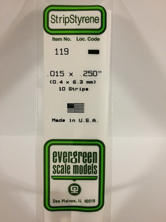 Evergreen Styrene Strip .015"x.250"