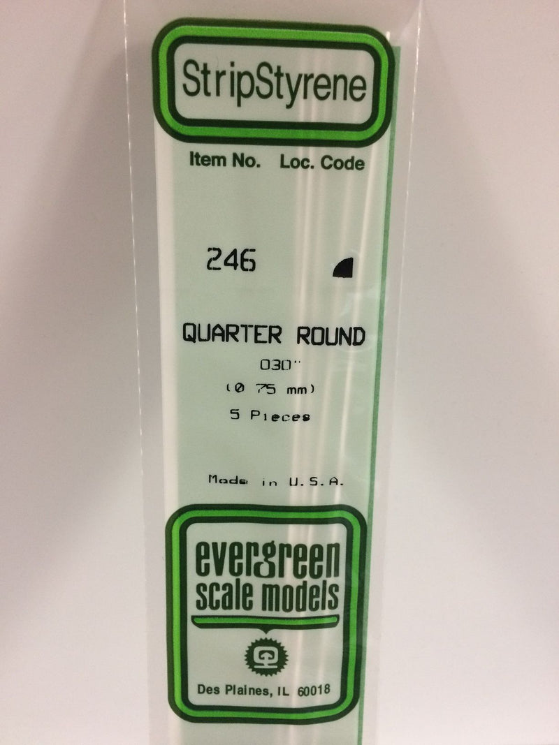 Load image into Gallery viewer, Evergreen Quart-de-rond de styrène – .030″ (269-246)
