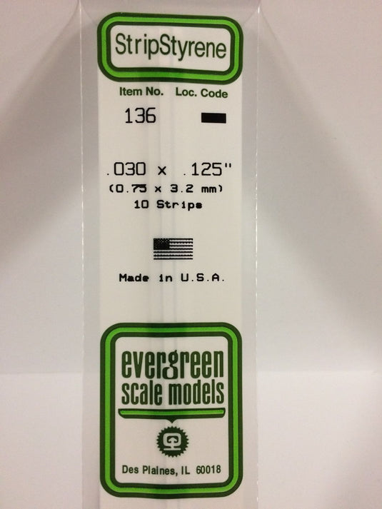 Evergreen Styrene Strip .030"x.125"