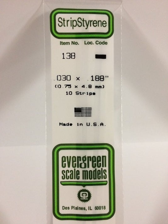 Evergreen Styrene Strip .030"x.188"